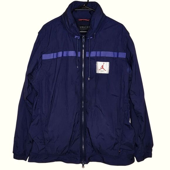 Nike Other - Nike Air Jordan Wings of Flight Windbreaker Navy Purple Hooded Zip Up Men's L